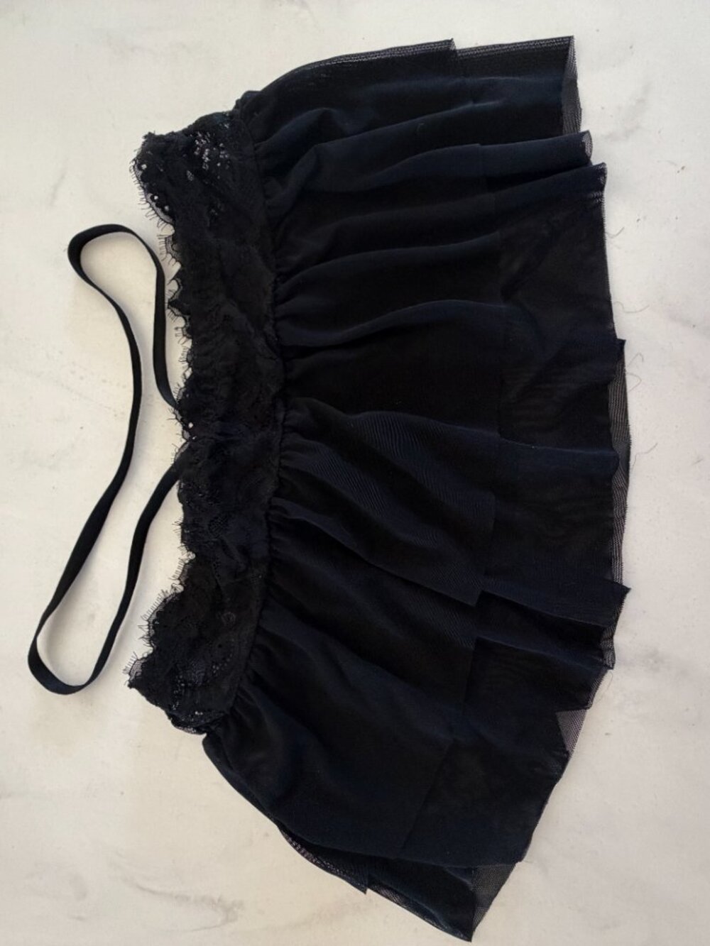 Sexy Black Lace Mesh Babydoll Lingerie Set Ruffle Trim Sheer See Through Nightwe - Picture 10 of 15